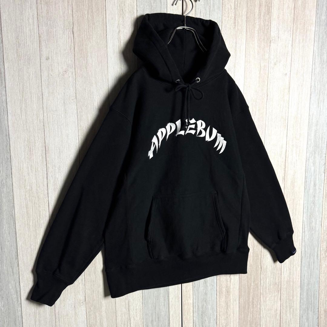 3657【希少デザイン・美品】アップルバム 刺繍アーチロゴ＆バックロゴ パーカー