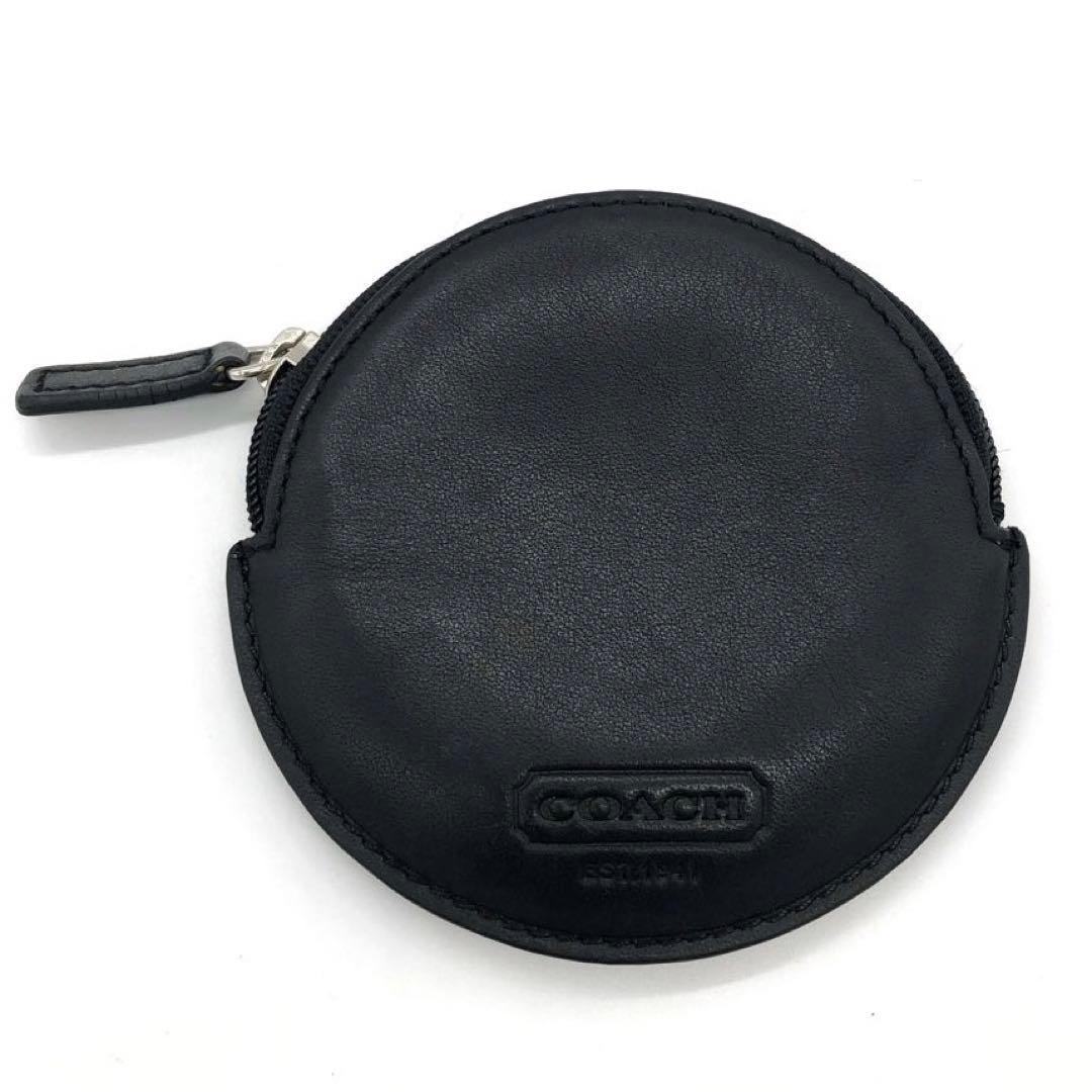 新品同様☆オールドコーチ　 レザー　ケース　 ブラック　丸形