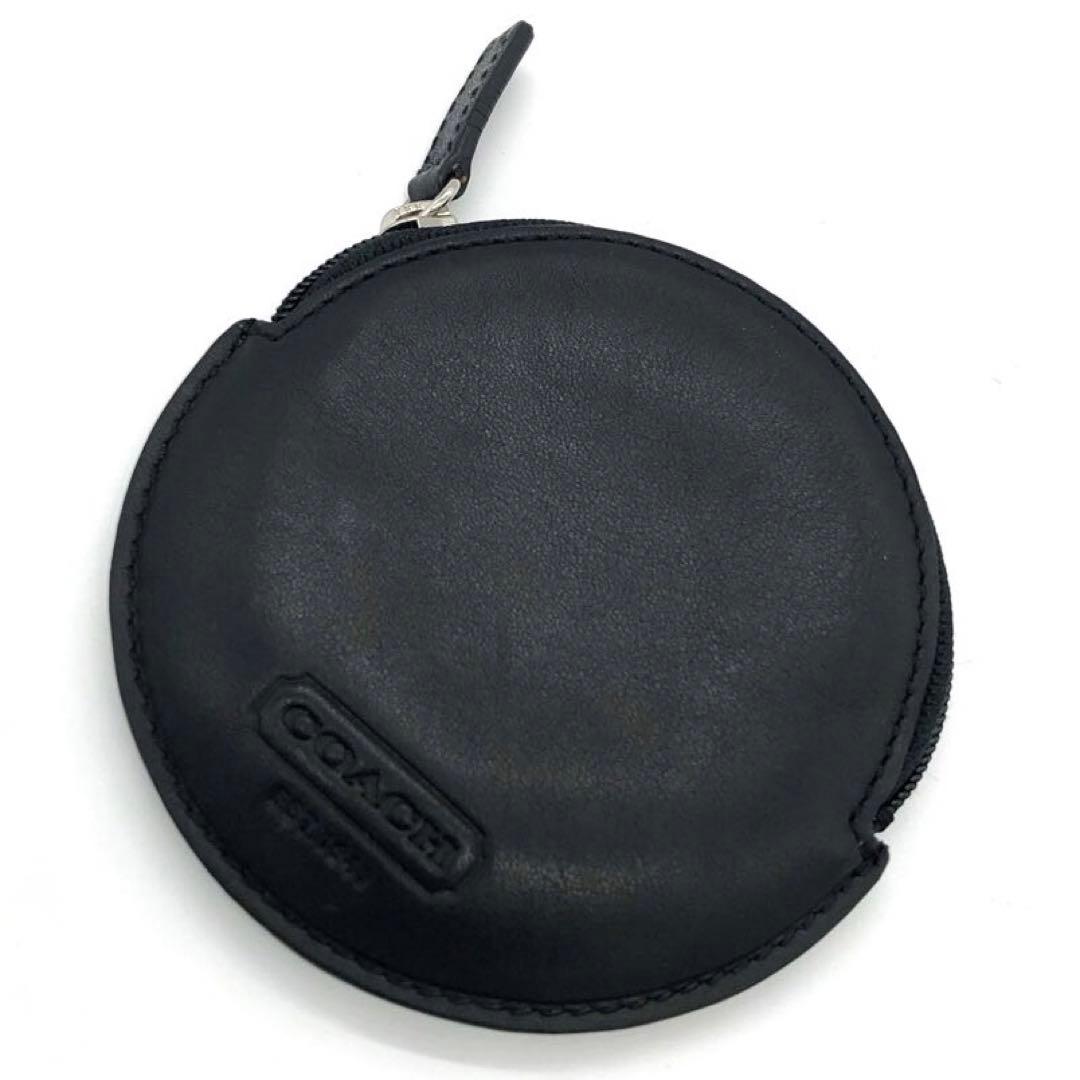 新品同様☆オールドコーチ　 レザー　ケース　 ブラック　丸形