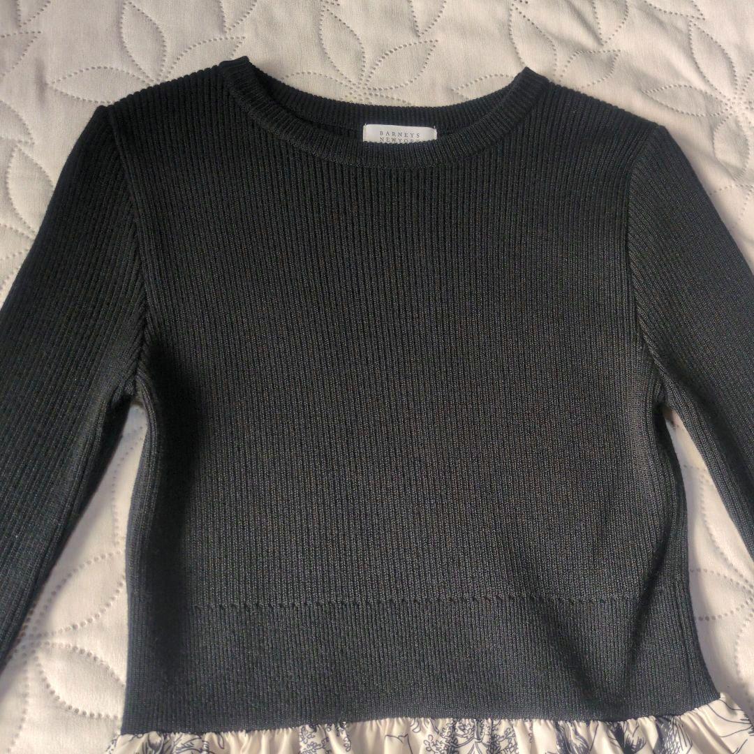 バーニーズニューヨーク　花柄ドッキングワンピース　ニット　長袖