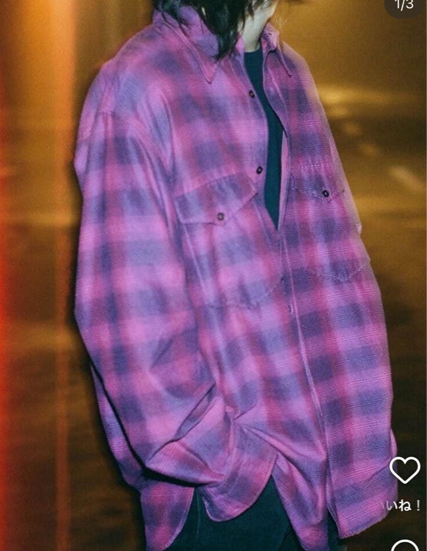 COMOLI コモリ ウールシルク ワークシャツ ピンク 3