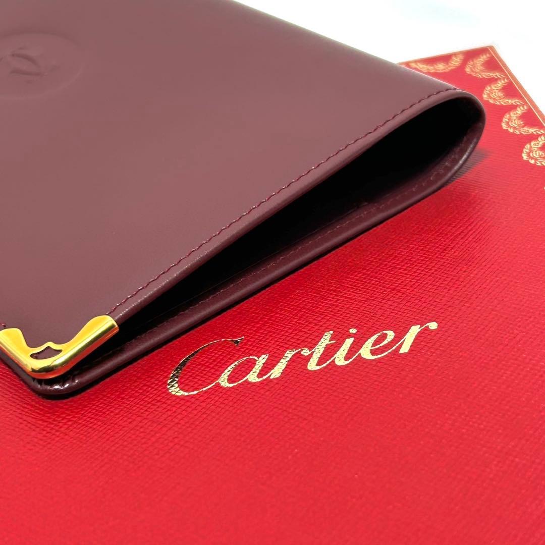 Cartier 長財布 札入れ カーフレザー ボルドー ロゴ マストライン 箱付