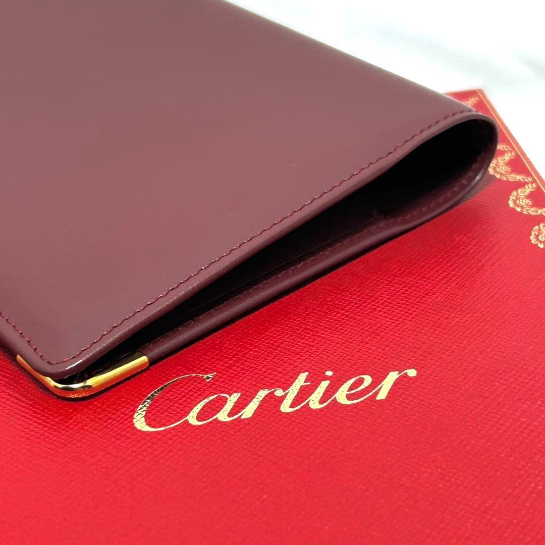 Cartier 長財布 札入れ カーフレザー ボルドー ロゴ マストライン 箱付
