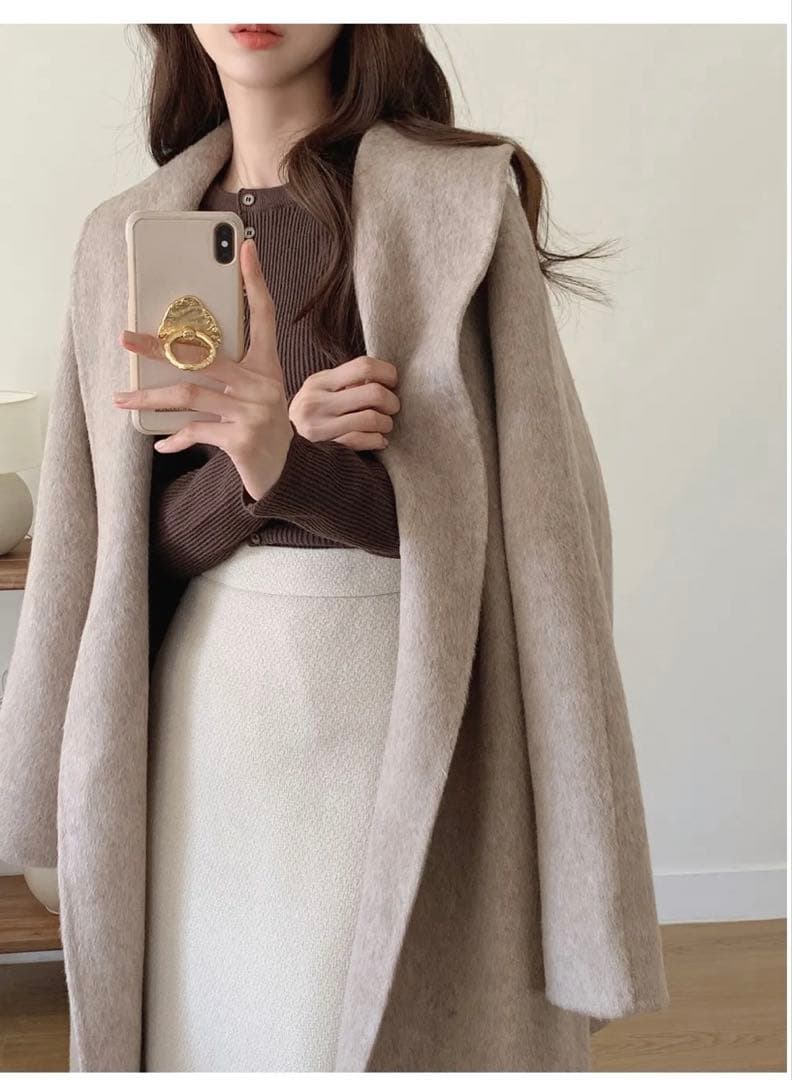 大お値下げ◎アルパカ混ショールハンドメイドコート