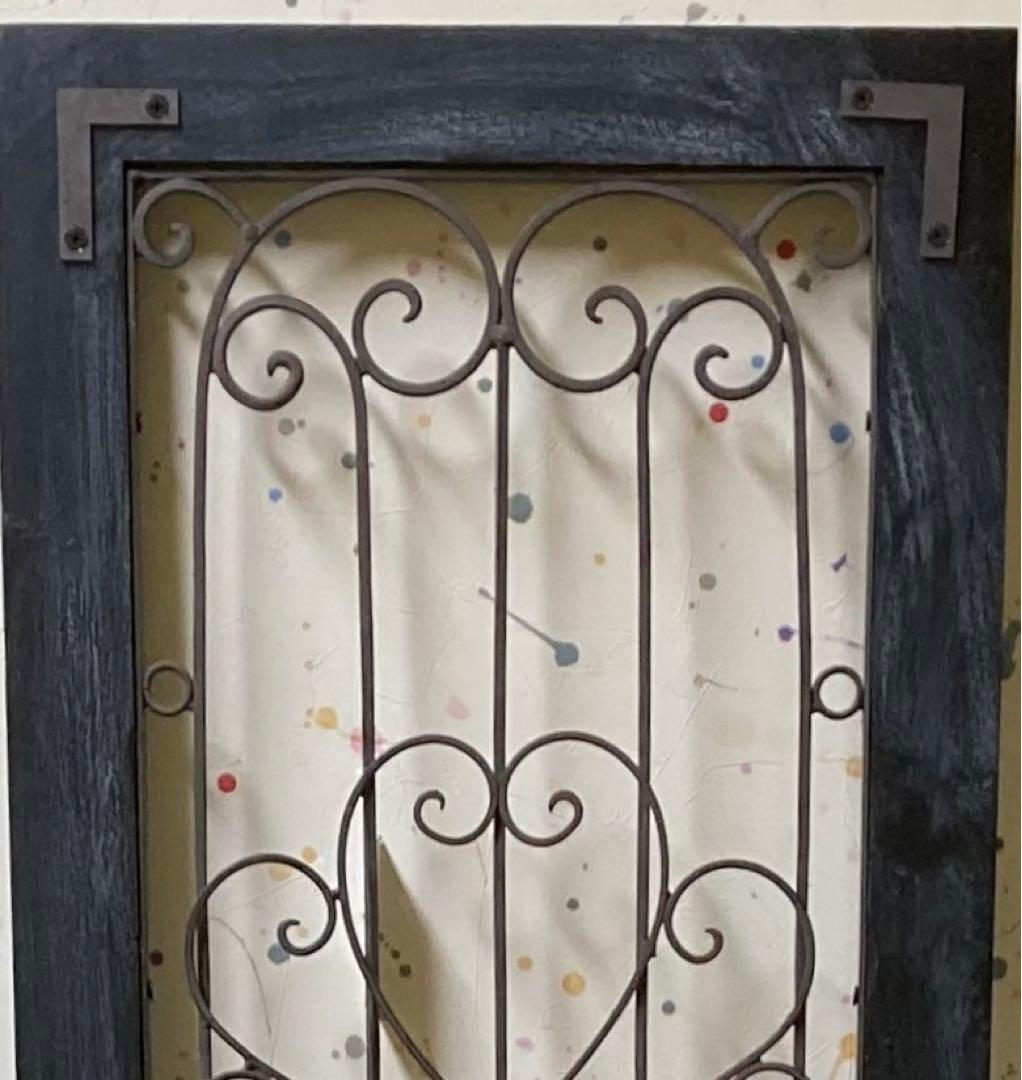 アイアンウッドアンティークフィニッシュ ウォールデコ壁掛可 ウッドドアブラック