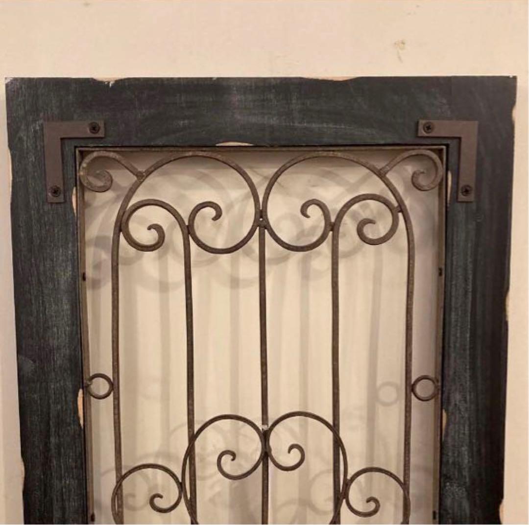 アイアンウッドアンティークフィニッシュ ウォールデコ壁掛可 ウッドドアブラック