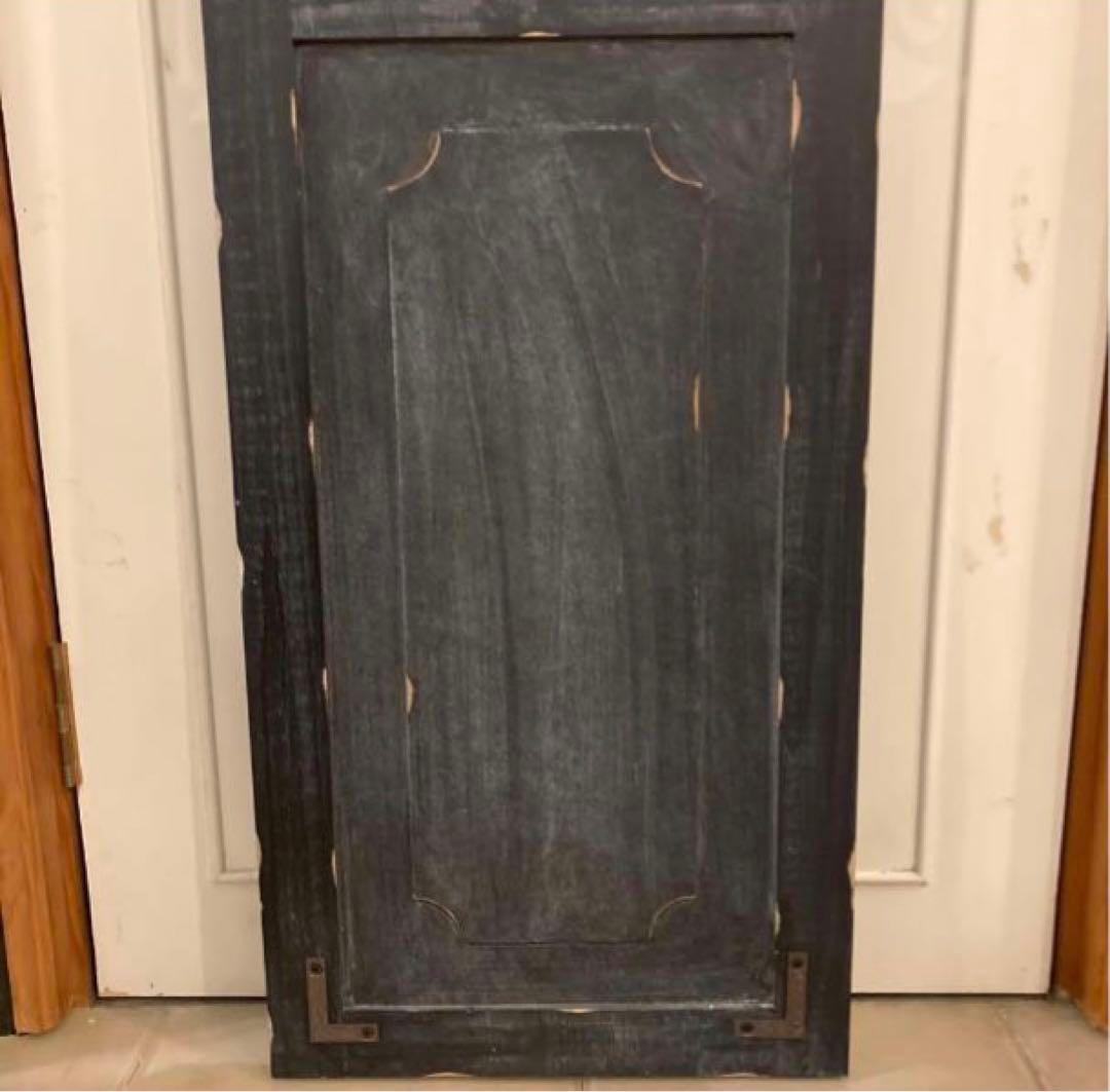 アイアンウッドアンティークフィニッシュ ウォールデコ壁掛可 ウッドドアブラック