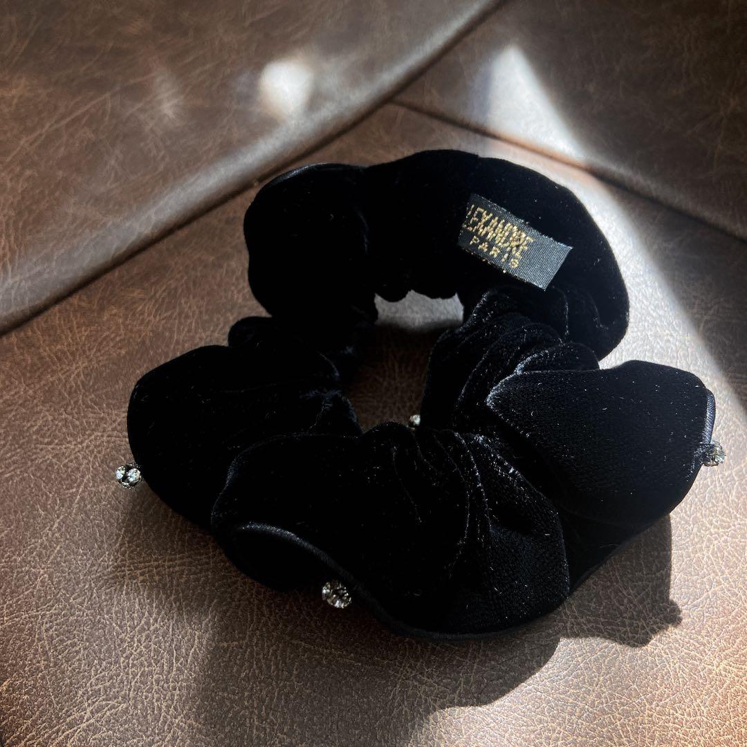 アレクサンドルドゥパリ ベルベット スワロフスキー シュシュ 黒