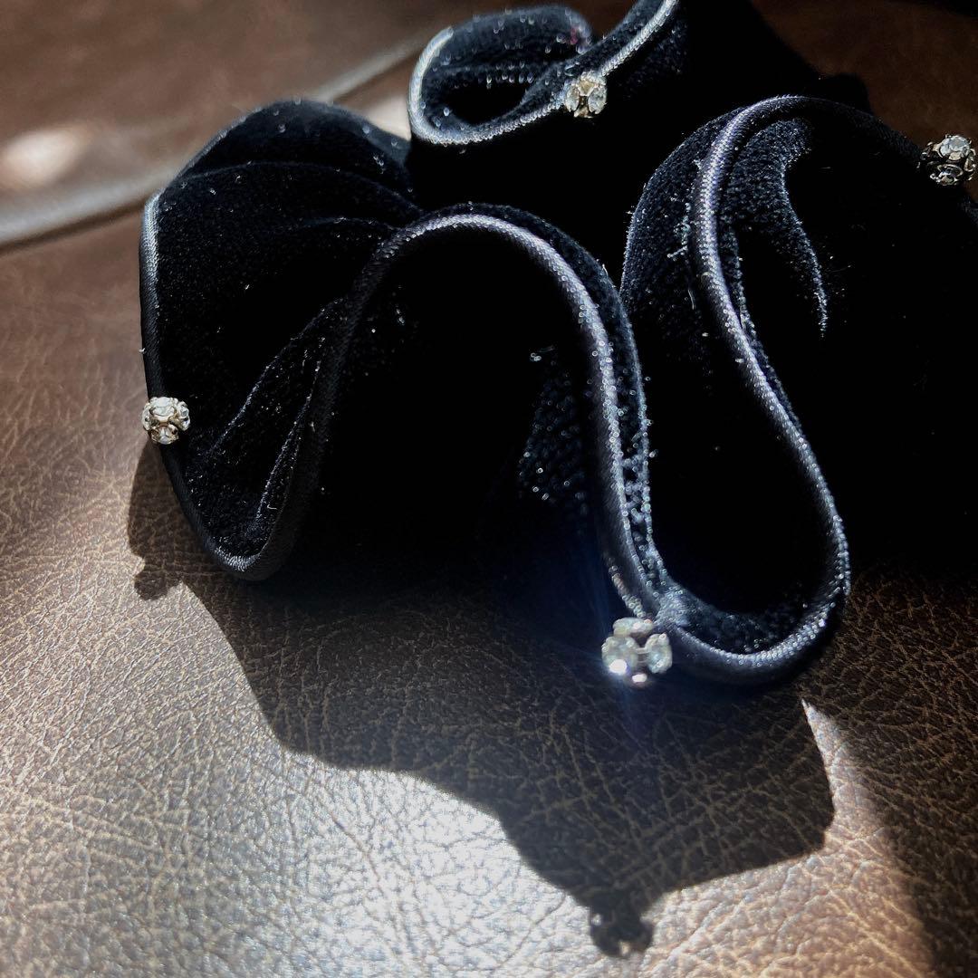 アレクサンドルドゥパリ ベルベット スワロフスキー シュシュ 黒