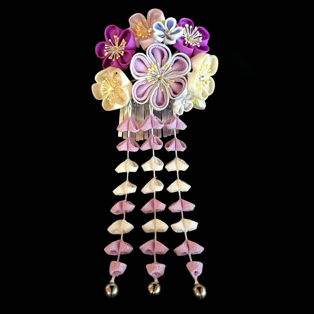 勝山髪飾り 七五三 7歳 (紫×薄紫×白)