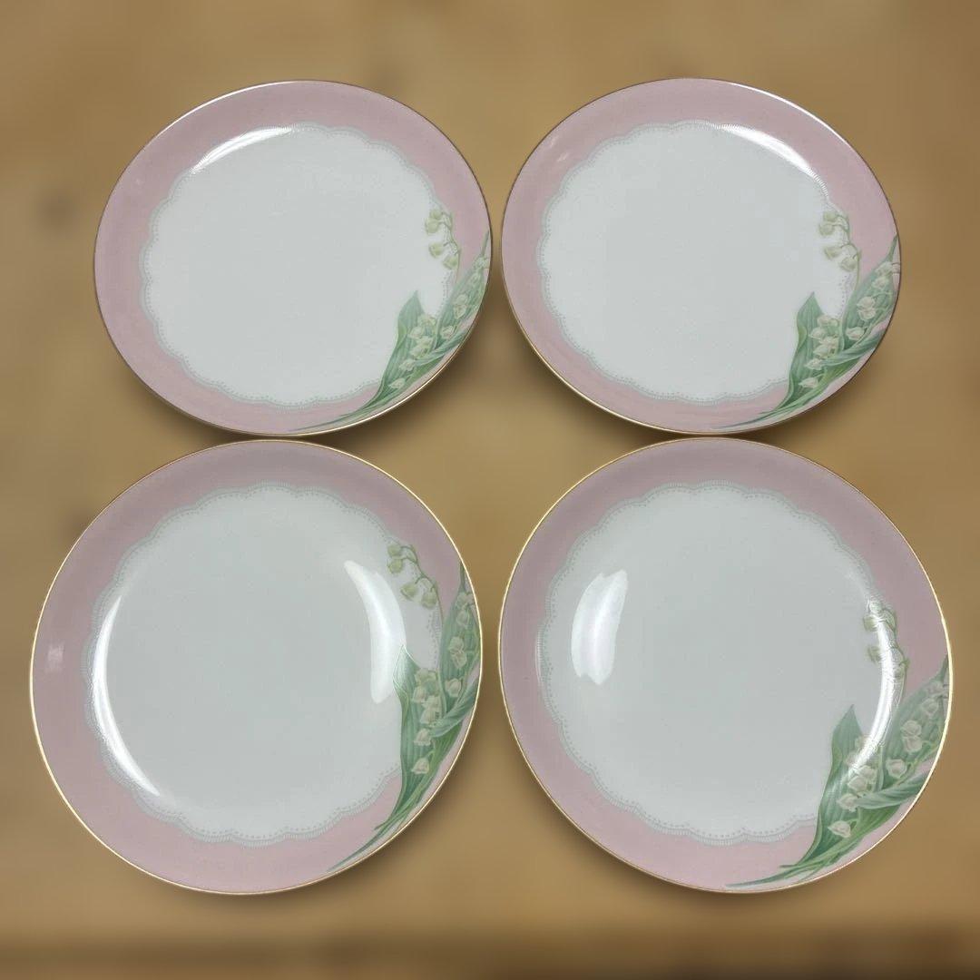 大倉陶園　白磁　鈴蘭　プレート　4枚