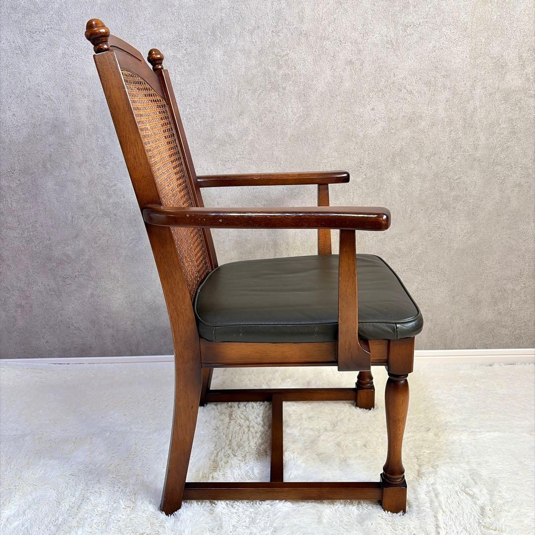 ナガノインテリア ラタン 籐編み アームチェア ダイニングチェア 椅子 レトロ