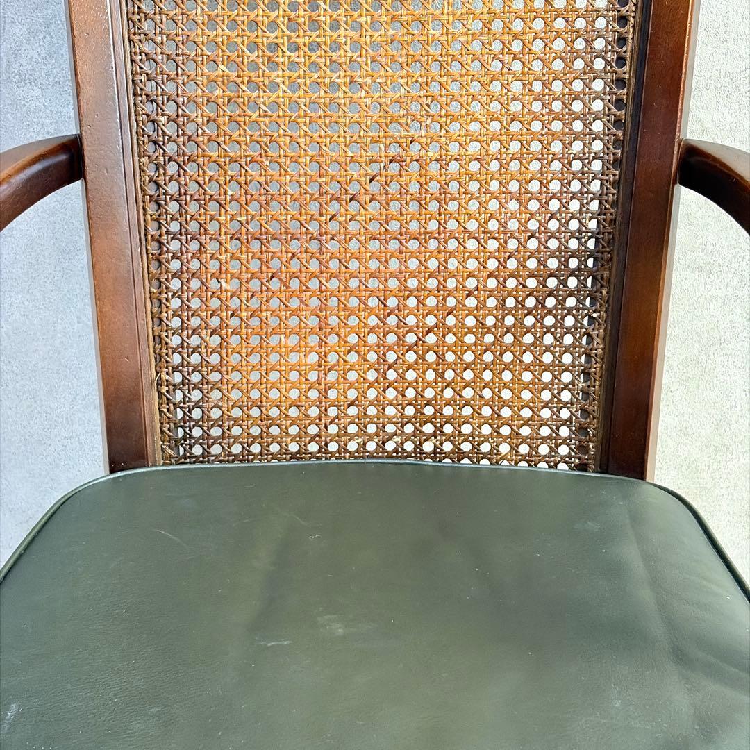 ナガノインテリア ラタン 籐編み アームチェア ダイニングチェア 椅子 レトロ