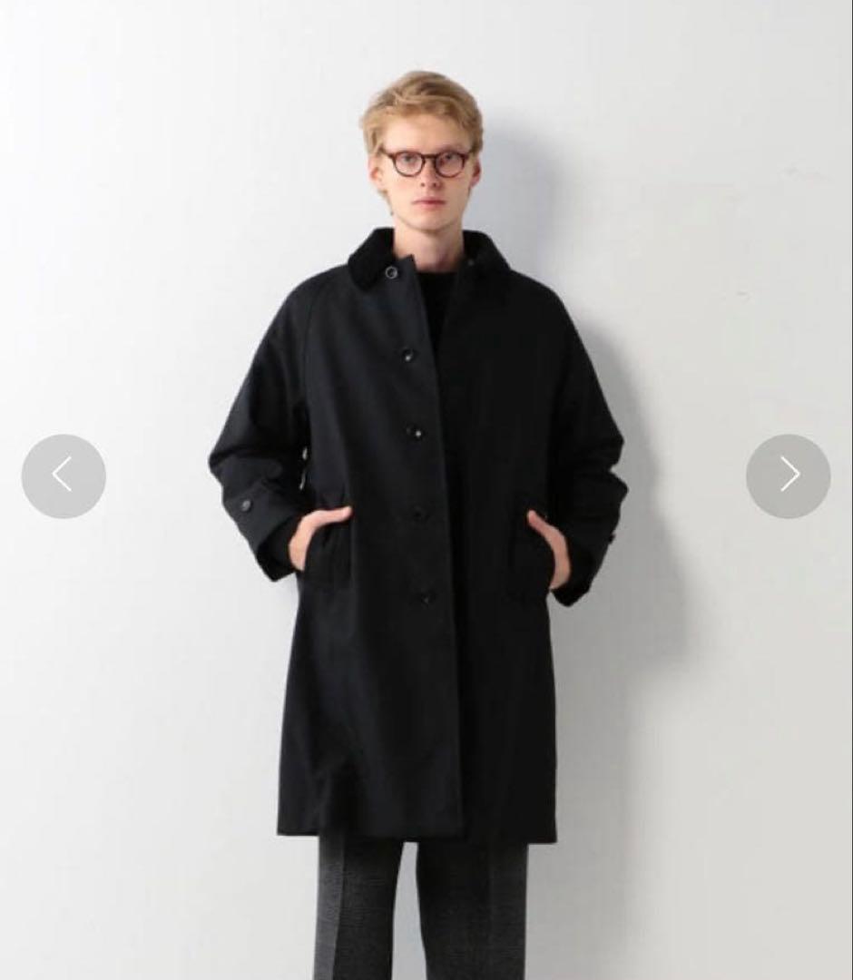 値下 古着 スティーブンアラン コーデュロイ襟 ステンカラーコート　黒