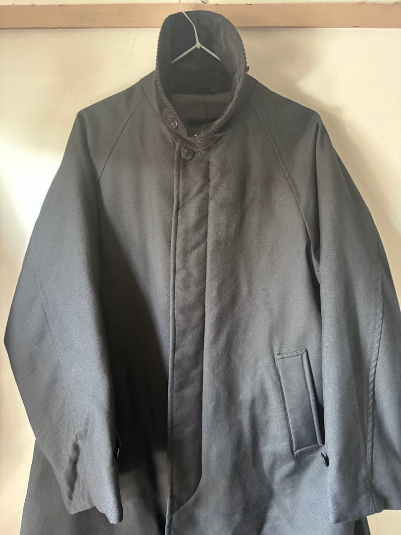 値下 古着 スティーブンアラン コーデュロイ襟 ステンカラーコート　黒