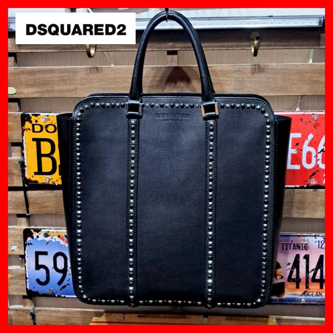 Dsquared2　オニキス　スタッズ　レザーバッグ　トートバッグ　ブラック
