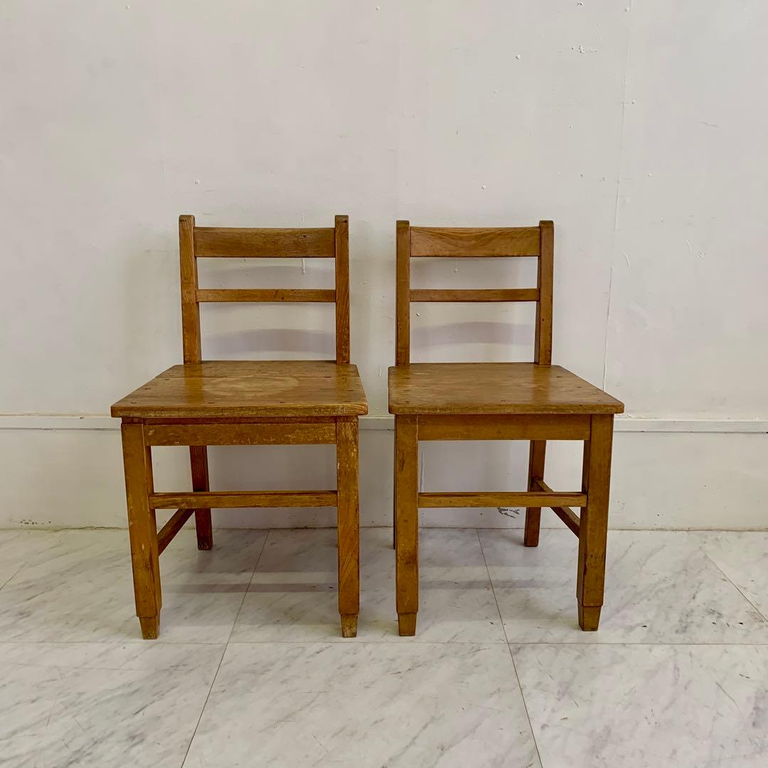 昭和レトロ 木製チェア 2脚セット｜昔懐かしい 古道具 椅子 木味 ヴィンテージ