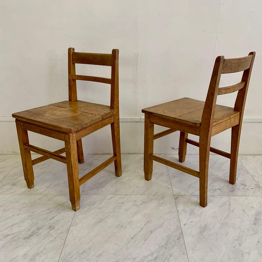 昭和レトロ 木製チェア 2脚セット｜昔懐かしい 古道具 椅子 木味 ヴィンテージ