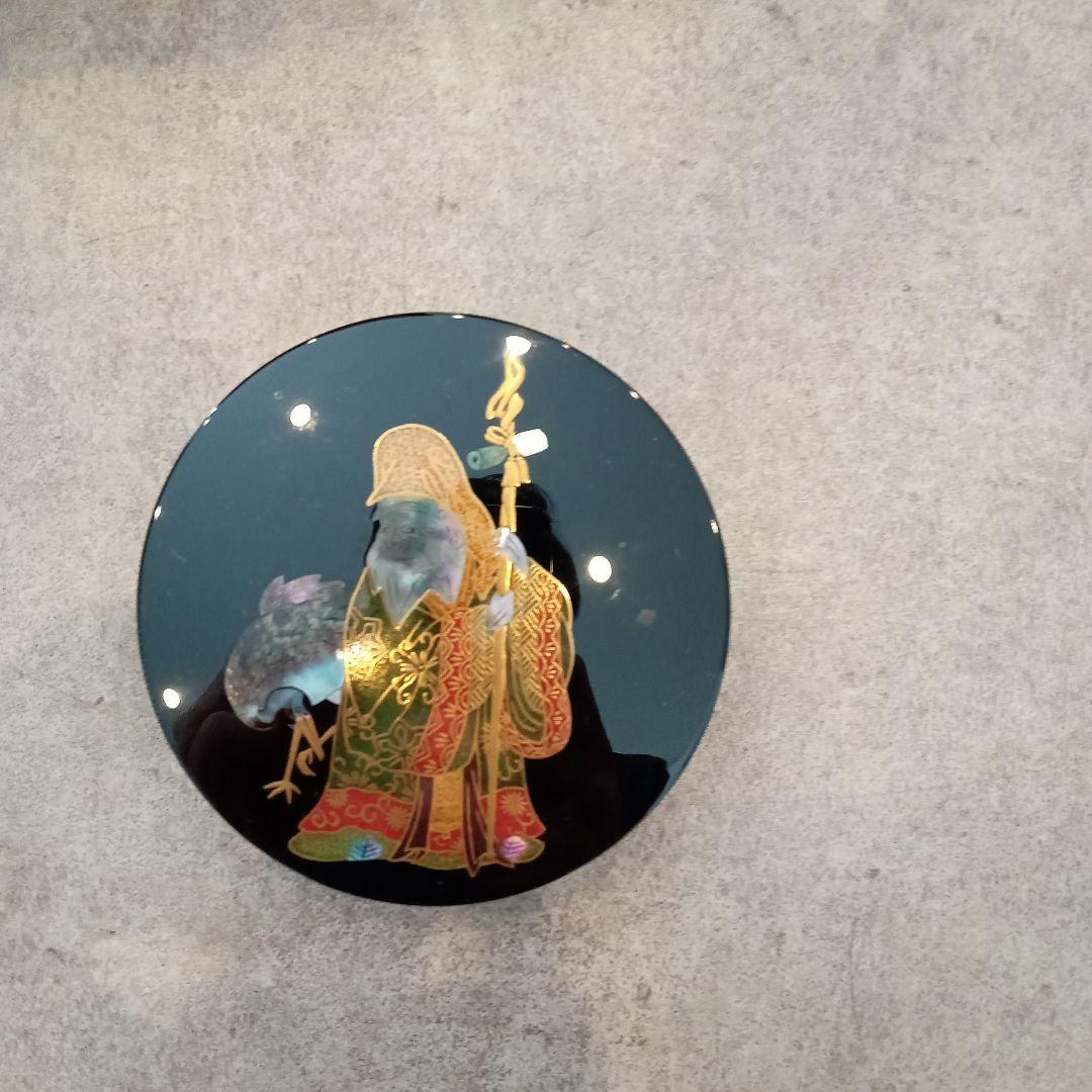 香合 寿老人蒔絵 切立天丸 鳳斉 10月