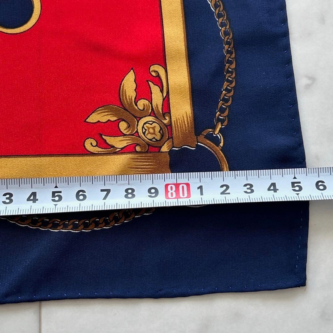 GUCCI グッチ 大判スカーフ 花柄 美品 シルク 85×87cm ネイビー