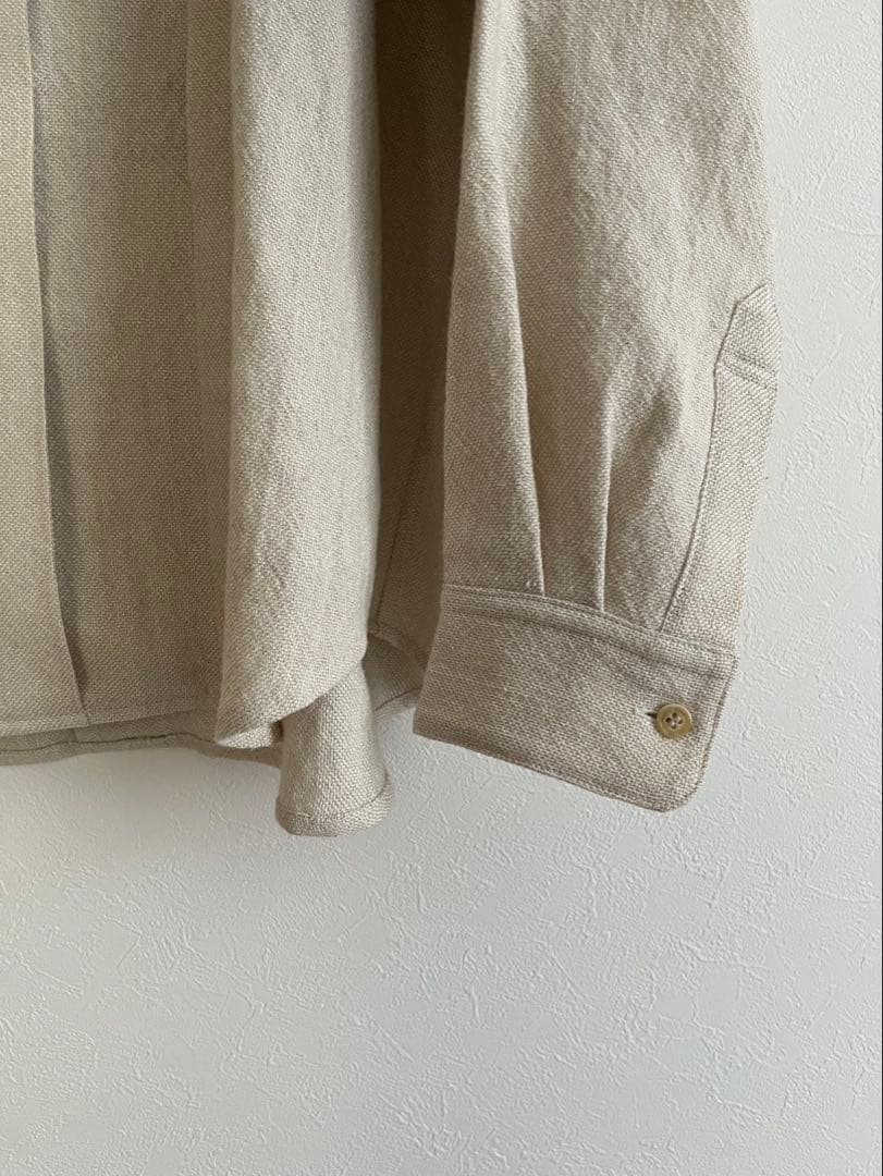 seya. ウールリネンバンドカラーセンタープリーツオーバーシャツ