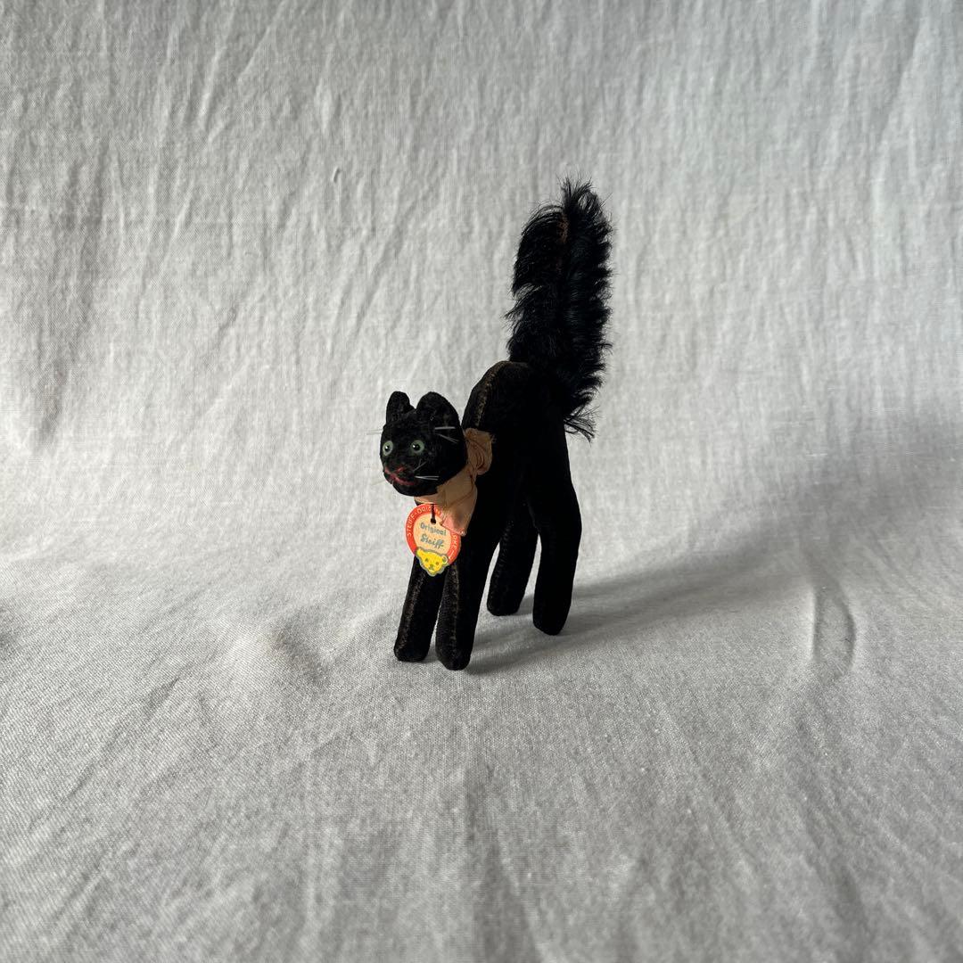 【最小】アンティーク　シュタイフ　トムキャット　tom cat 黒ねこ