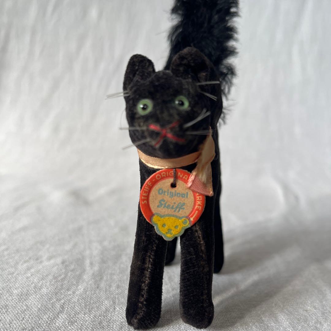 【最小】アンティーク　シュタイフ　トムキャット　tom cat 黒ねこ