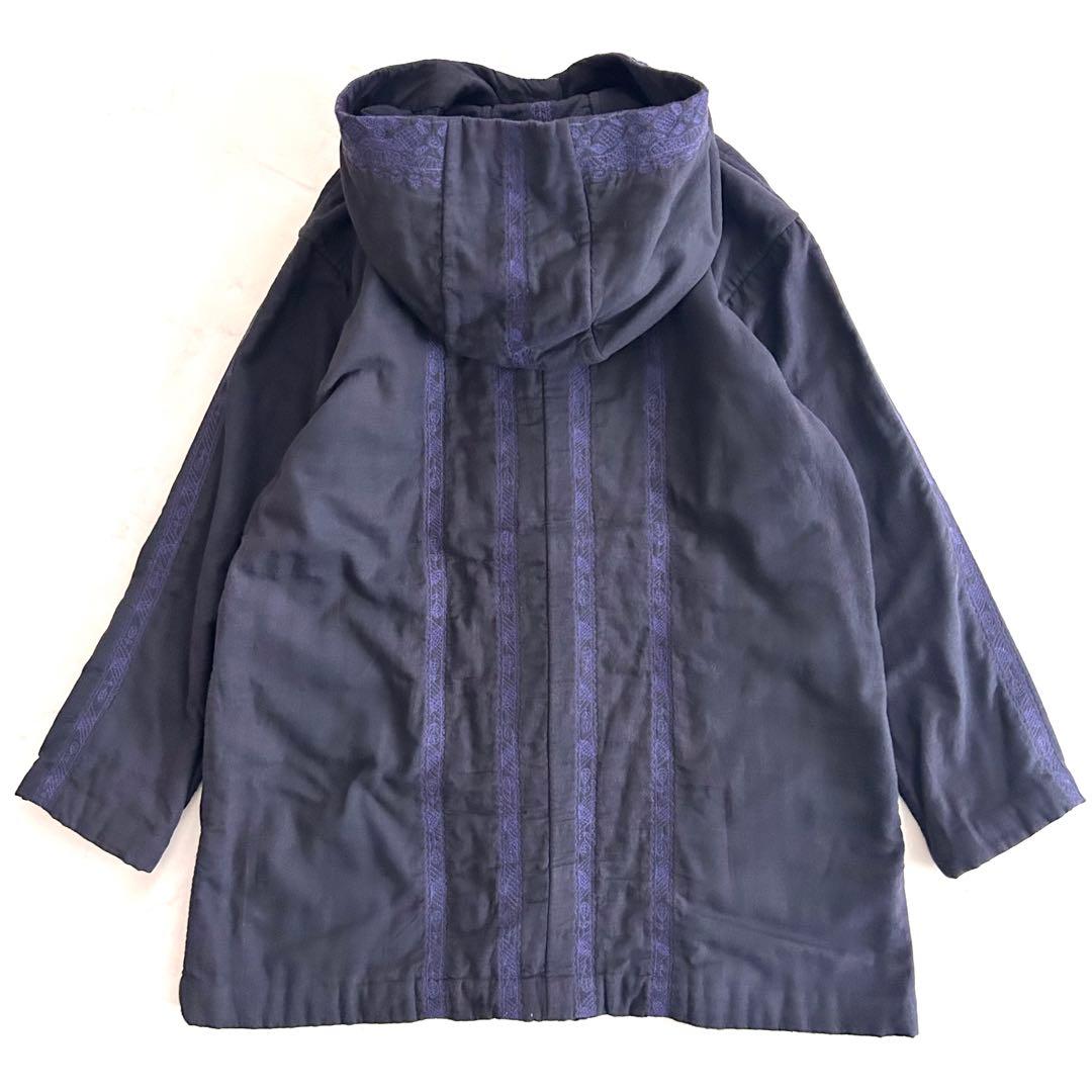 み*マ様 希少 HaaT イッセイミヤケ コットン刺繍コート 紺 ネイビー 綿