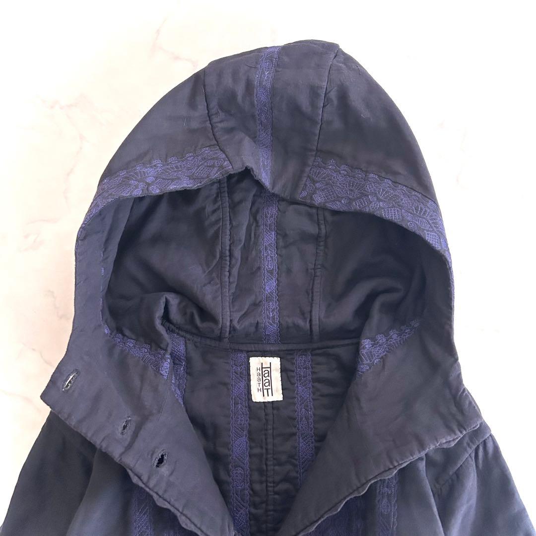み*マ様 希少 HaaT イッセイミヤケ コットン刺繍コート 紺 ネイビー 綿