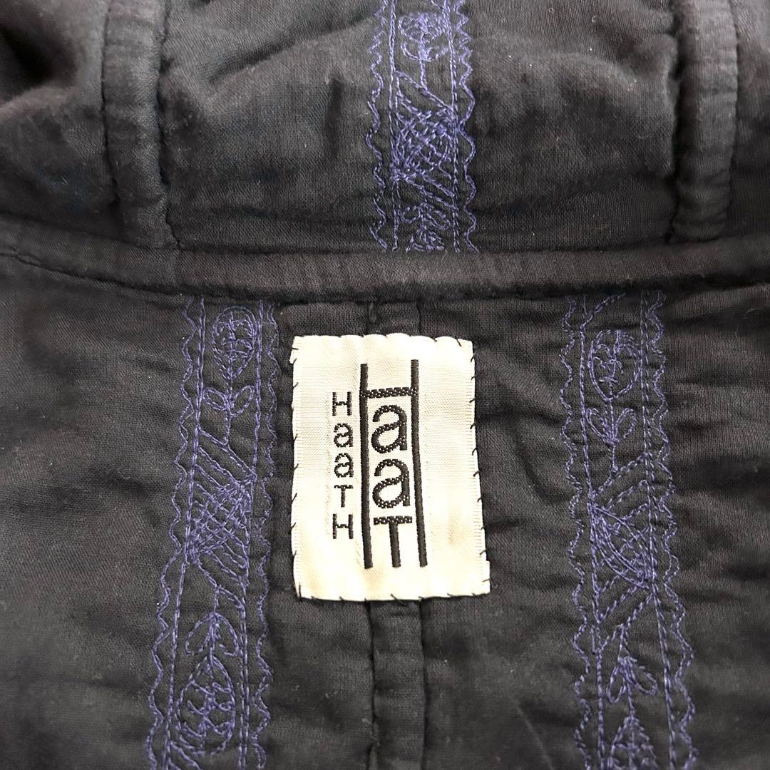 み*マ様 希少 HaaT イッセイミヤケ コットン刺繍コート 紺 ネイビー 綿