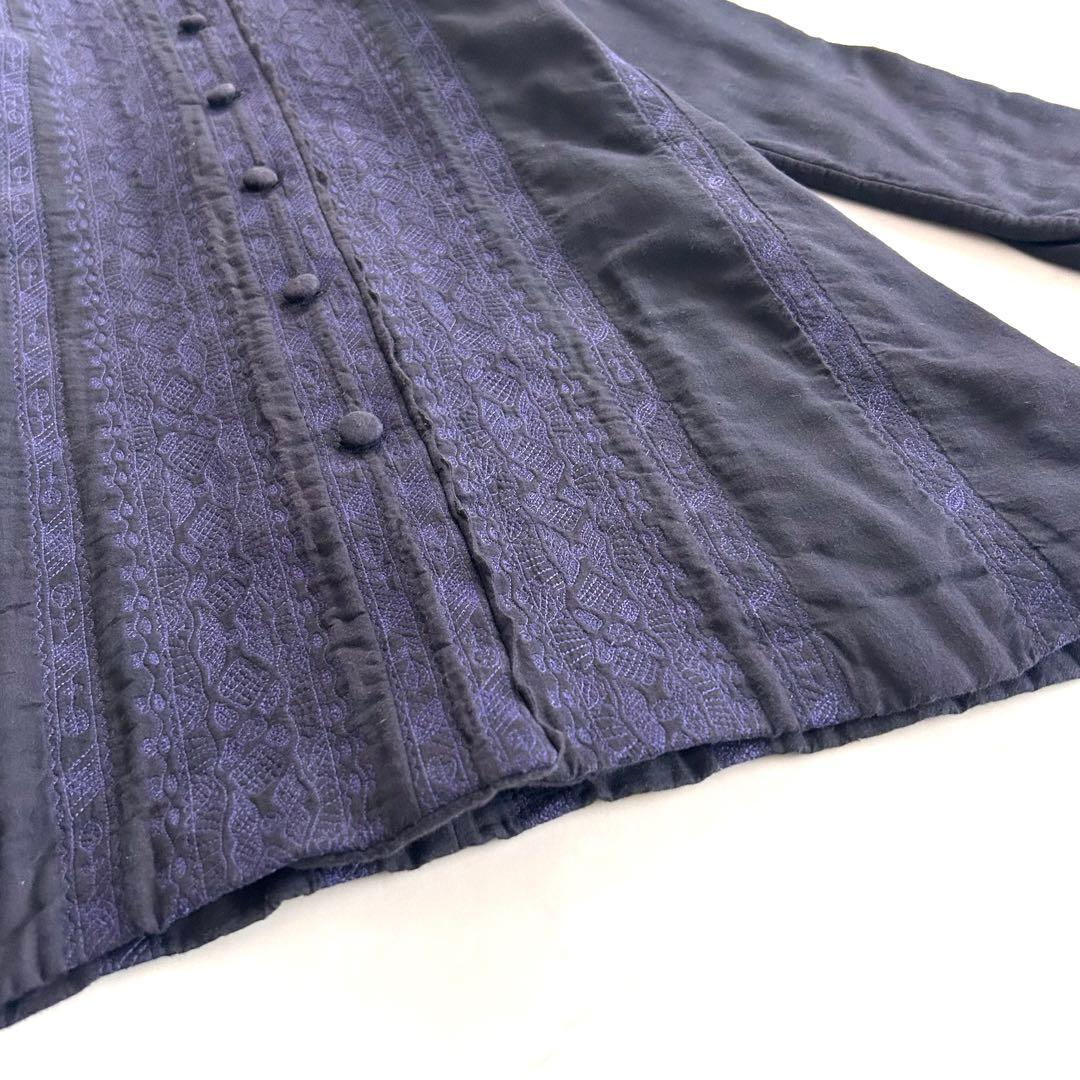 み*マ様 希少 HaaT イッセイミヤケ コットン刺繍コート 紺 ネイビー 綿