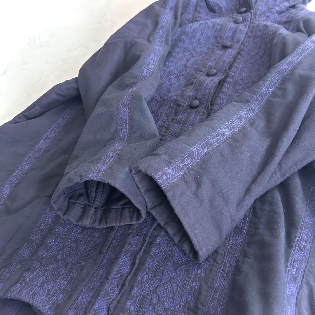 み*マ様 希少 HaaT イッセイミヤケ コットン刺繍コート 紺 ネイビー 綿