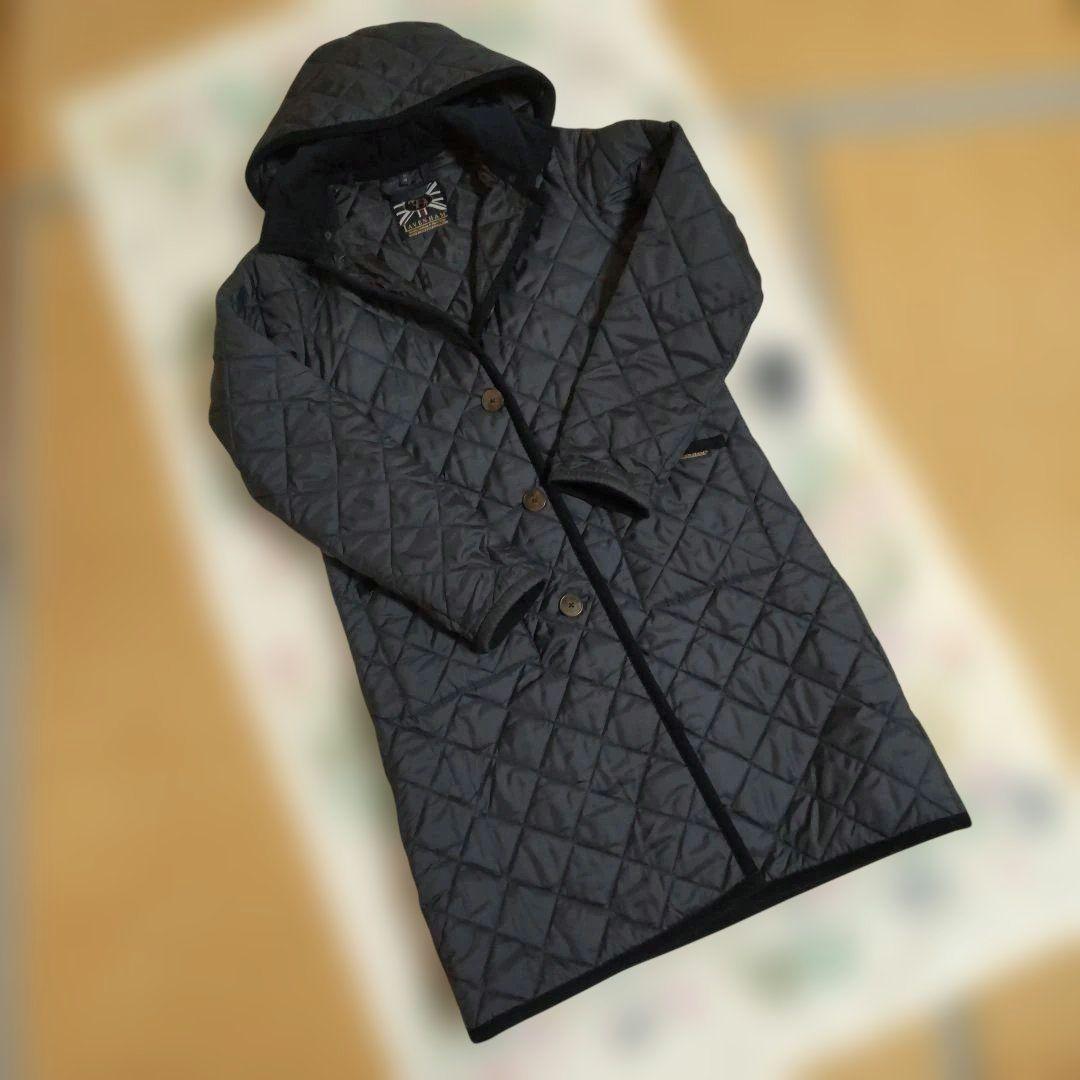 ここ✨ラベンハム キルティングロングコート ネイビー38