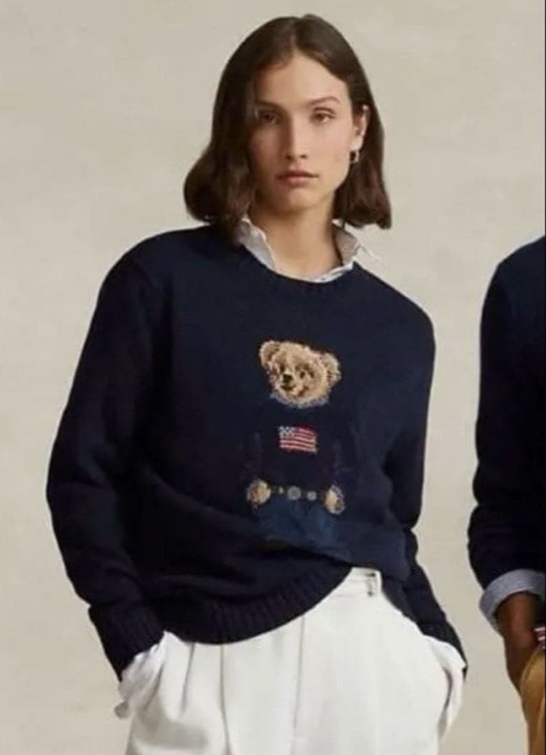 ラルフローレン　ポロベア　ウール　ニット　星条旗　M