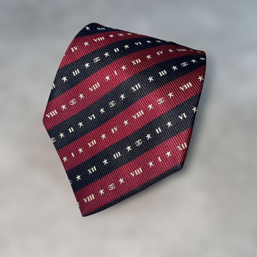 【ネクタイ】シャネル　ココマーク　レジメンタル