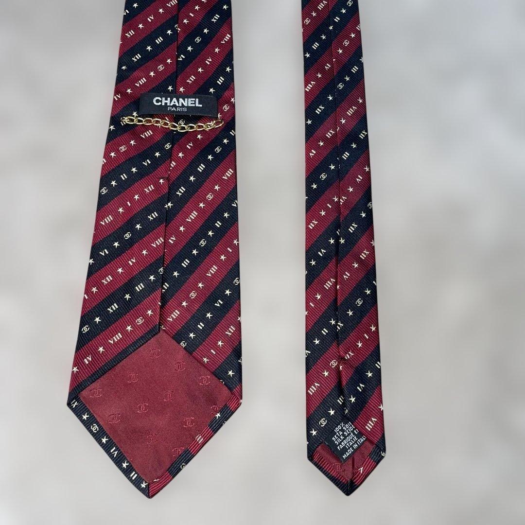 【ネクタイ】シャネル　ココマーク　レジメンタル