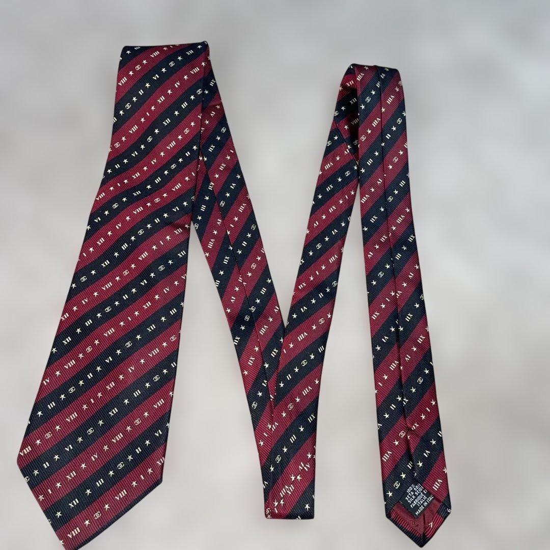 【ネクタイ】シャネル　ココマーク　レジメンタル