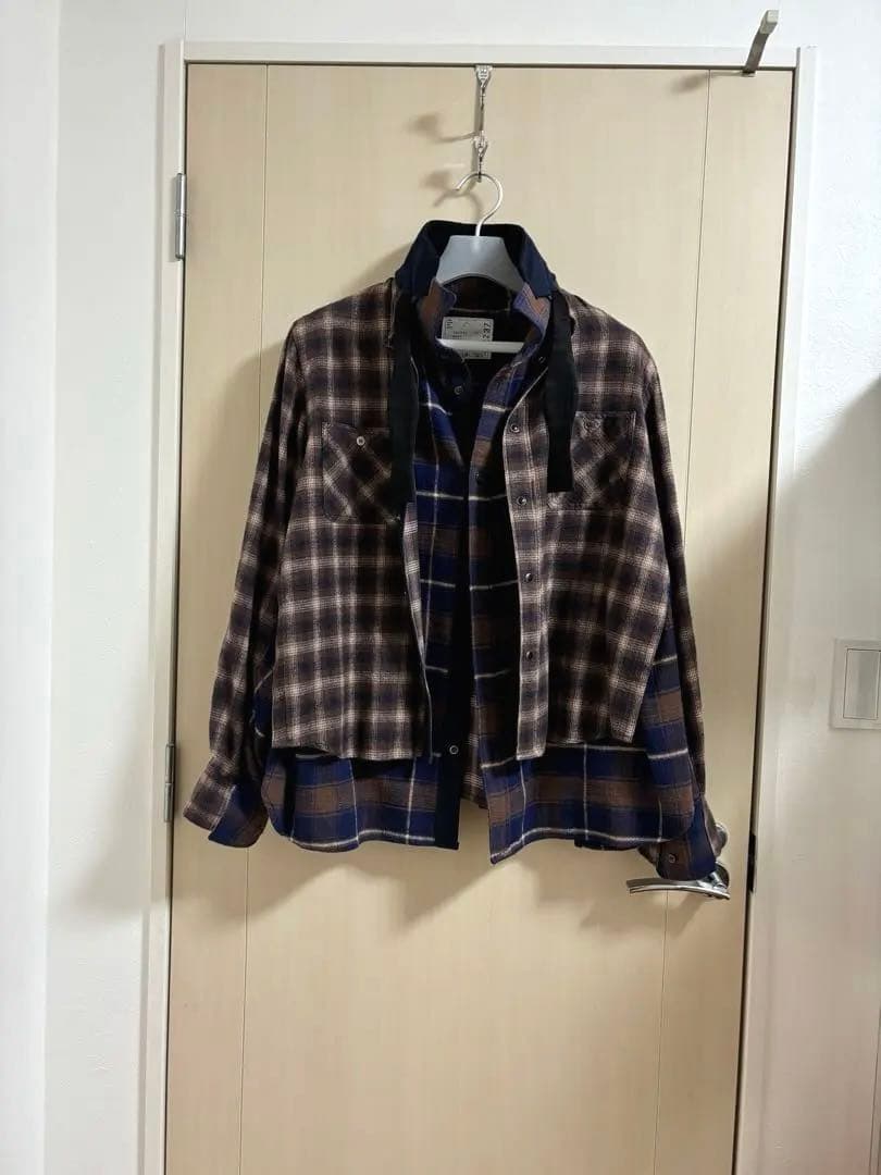 sacai 20ss ドッキング レイヤード チェック ネルシャツ 綾野剛