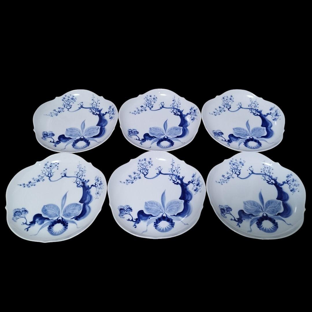【未使用】Meissen ブルーオーキッド 18.5cmプレート 6枚セット
