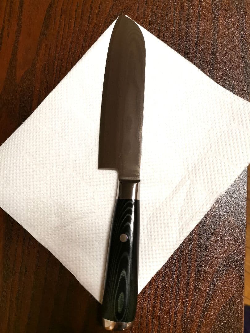 【未使用品】ダマスカス三徳包丁　濃州孫六作