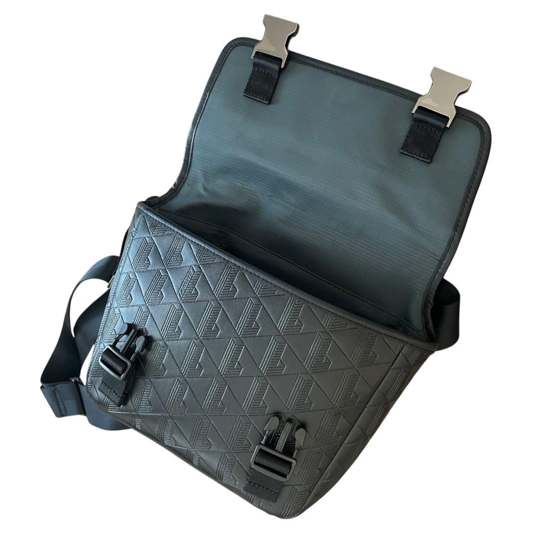 [未使用]ラコステ モノグラム メッセンジャー ショルダーバッグ ブラック