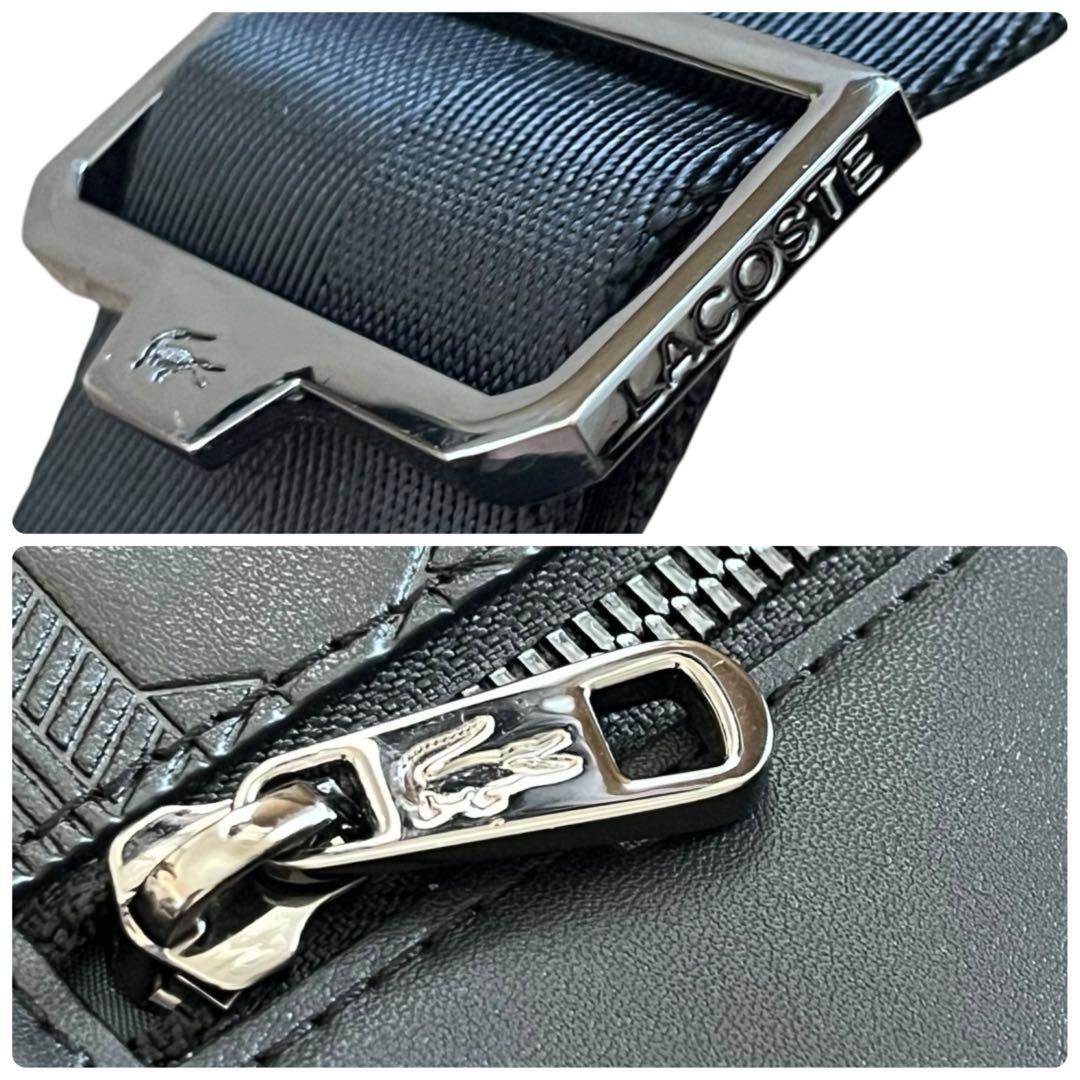 [未使用]ラコステ モノグラム メッセンジャー ショルダーバッグ ブラック