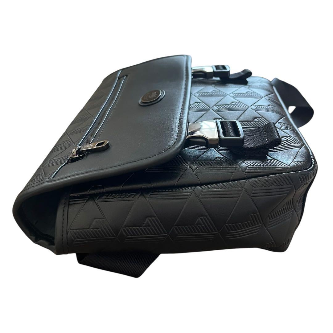 [未使用]ラコステ モノグラム メッセンジャー ショルダーバッグ ブラック