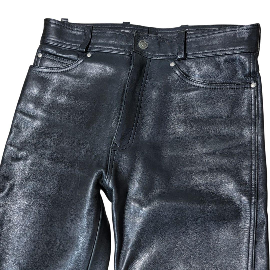 HDC製 上質牛革 ハーレーダビッドソン 32 レザーパンツ 黒