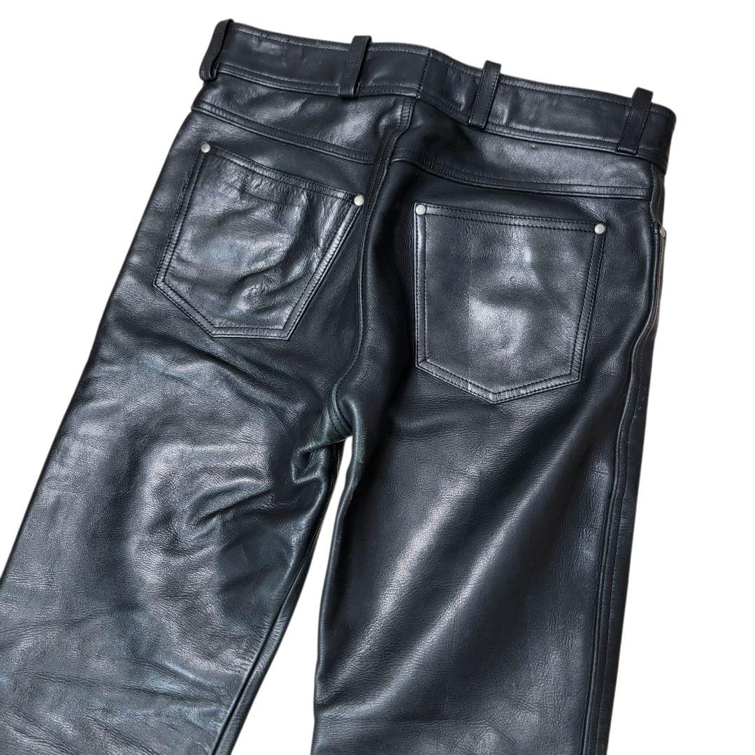 HDC製 上質牛革 ハーレーダビッドソン 32 レザーパンツ 黒