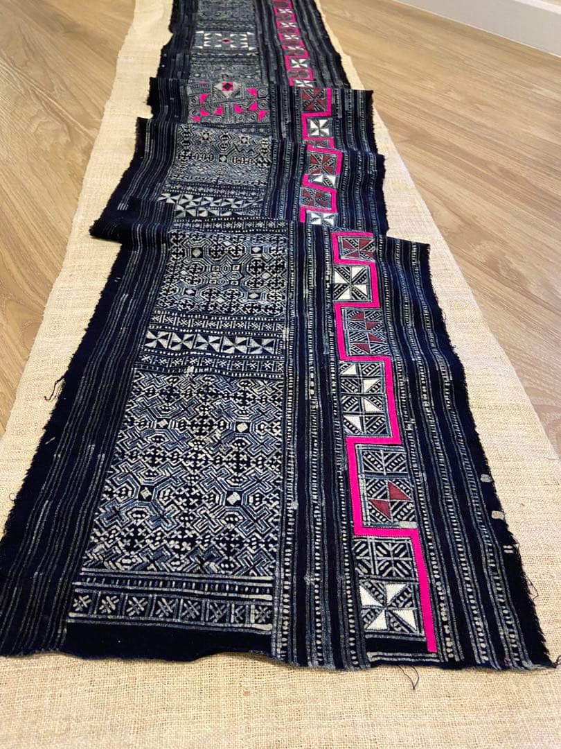 【新品】モン族　手描き染め　一点もの　バティック　5m 少数民族　刺繍　臈纈染