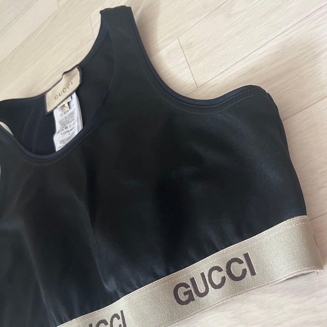 美品 GUCCI ×ノースフェイス スリーブレストップ Lサイズ レディース 黒