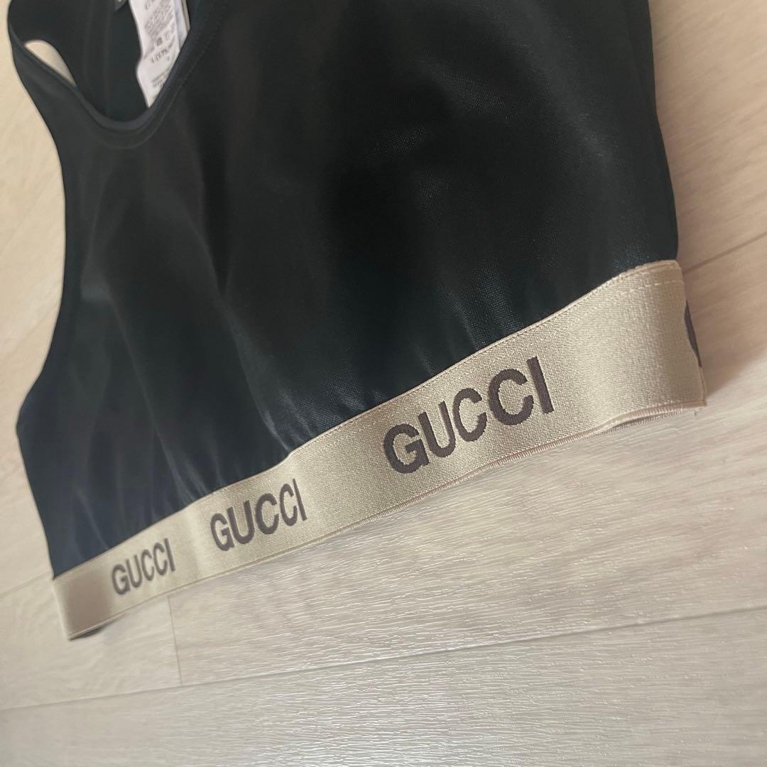 美品 GUCCI ×ノースフェイス スリーブレストップ Lサイズ レディース 黒
