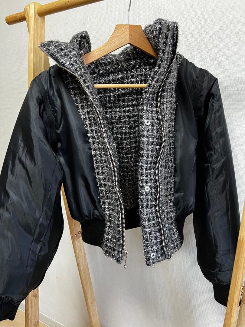 ジャケット・アウター 4way shiny tweed padded down jacket