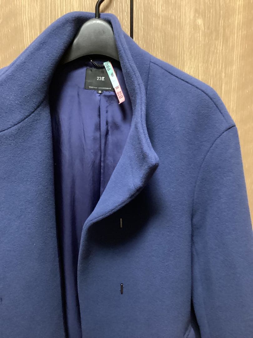 23区　【中村アンさん着用】ダブルクロスベロアスタンドカラーコート　インクブルー